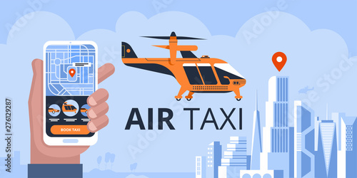 Air taxi drone Passenger quadcopter Flying vehicle