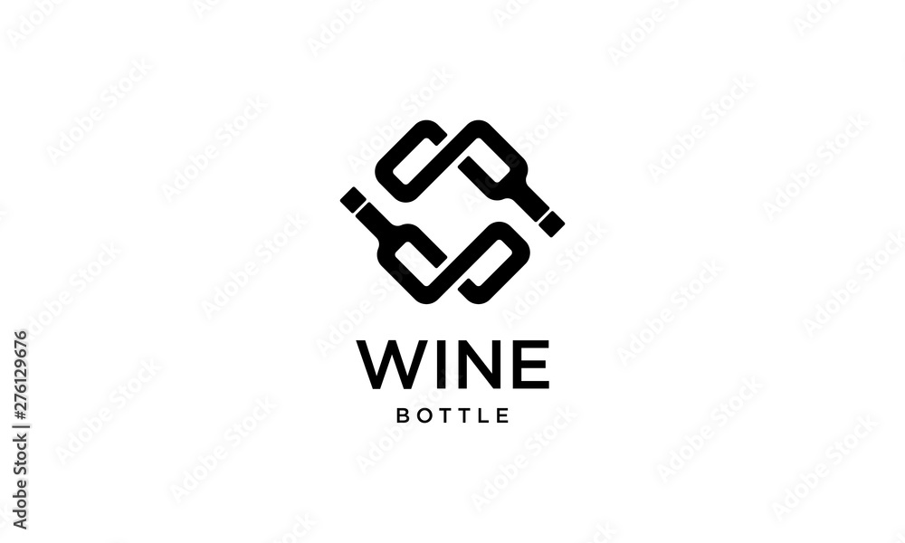 Obraz premium Black white wine bottle logo