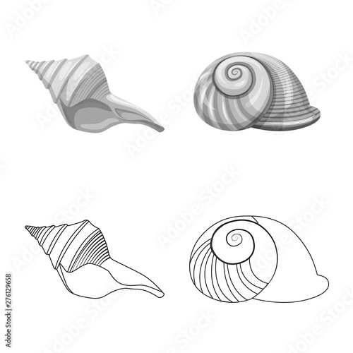 Vector illustration of animal and decoration sign. Collection of animal and ocean vector icon for stock.