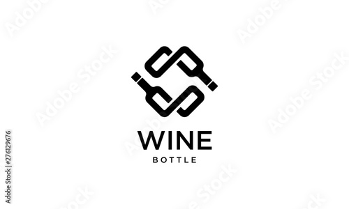 Black white wine bottle logo