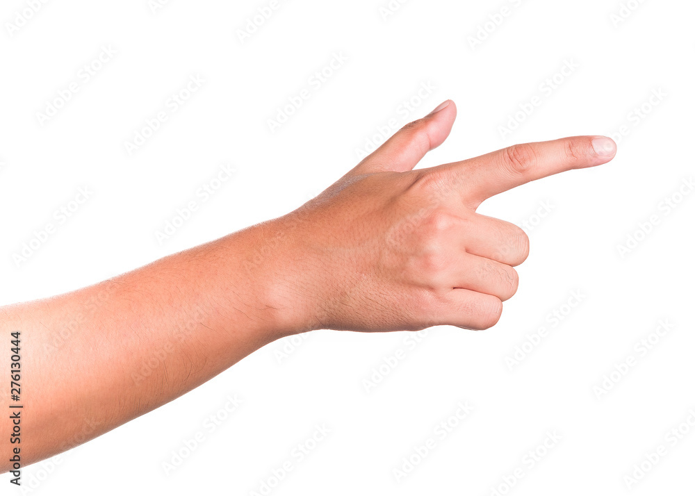 Human hand gesturing touch something with index finger. Human hand gesturing touch something with index finger.