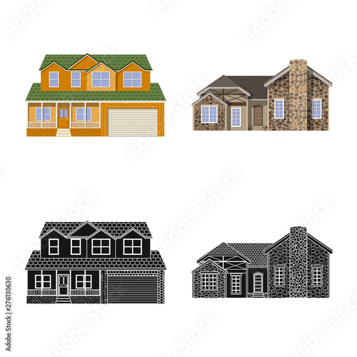 Vector illustration of building and front icon. Collection of building and roof stock vector illustration.