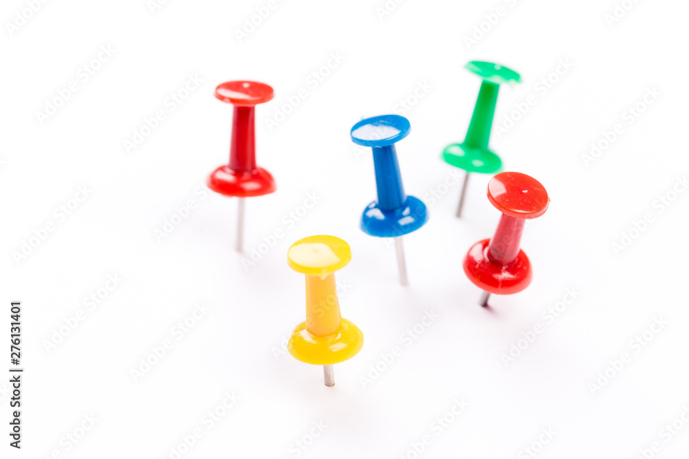 Push pins isolated on white background. Push pins isolated on white background.