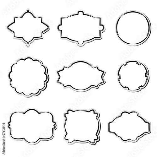 set of white paper frames in different shapes