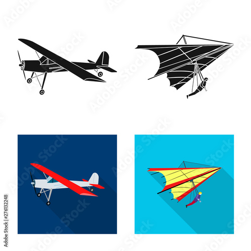 Vector design of plane and transport symbol. Collection of plane and sky vector icon for stock.