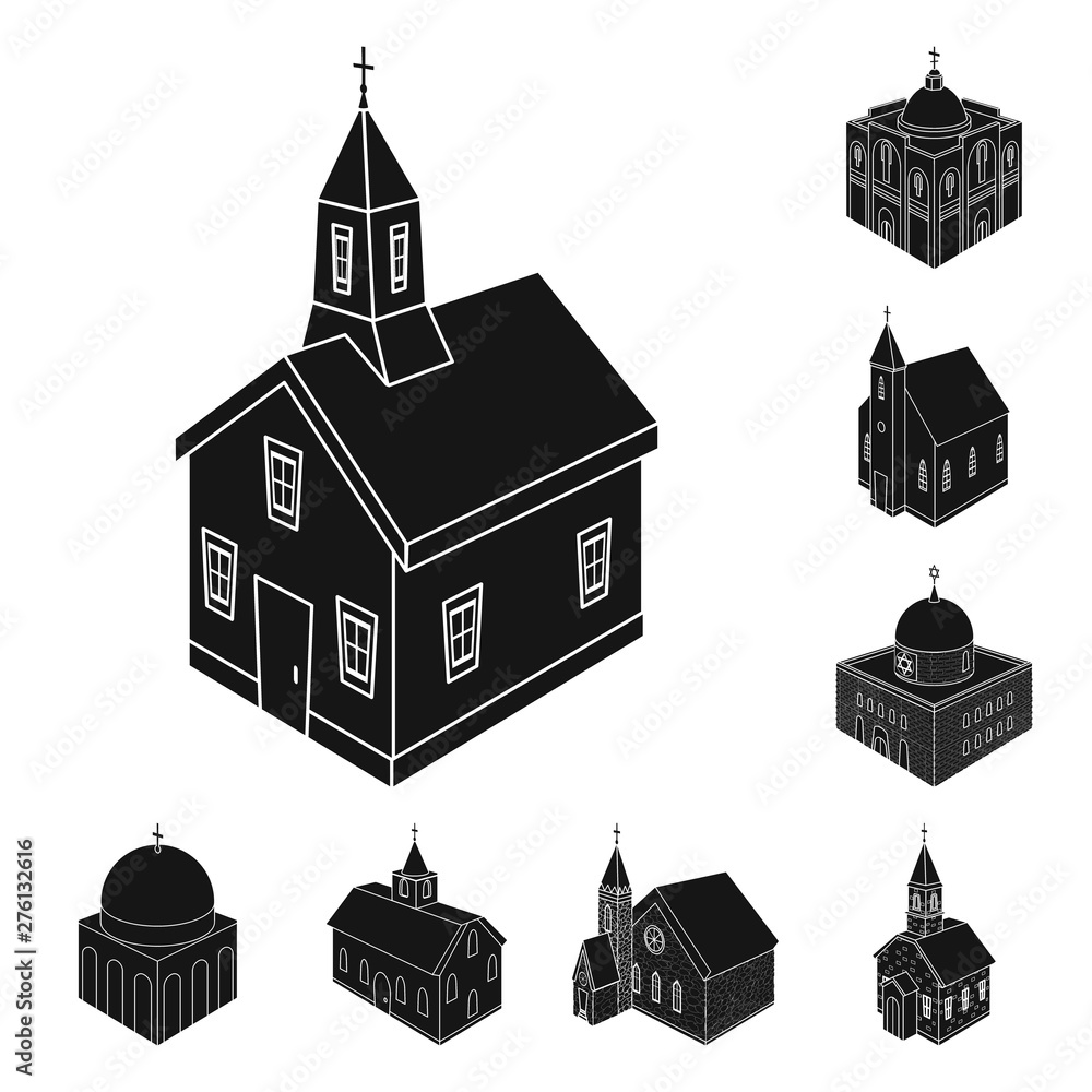 Vector illustration of parish and faith symbol. Collection of parish and building stock vector illustration.
