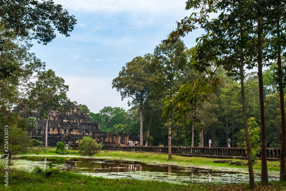 Ancient ruined temple in the middle of the forest, Angkor Wat, Siem Reap, Cambodia