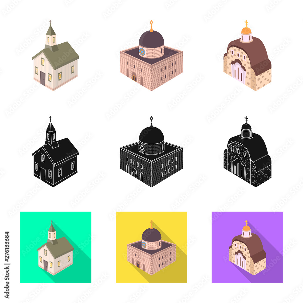 Isolated object of temple and historic sign. Collection of temple and faith vector icon for stock. Isolated object of temple and historic sign. Collection of temple and faith vector icon for stock.