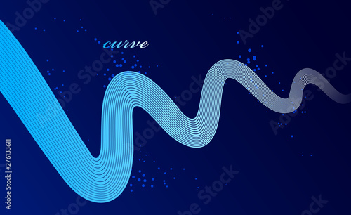 Blue 3D lines in motion dimensional vector abstract background, elegant curvy light stripy design element, template for banner or poster and other ads.