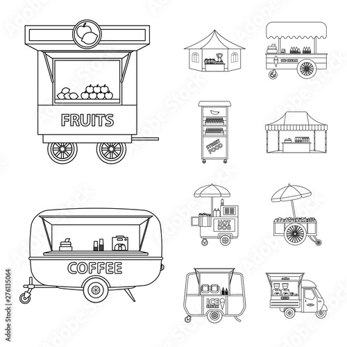 Isolated object of market and exterior logo. Collection of market and food stock symbol for web.