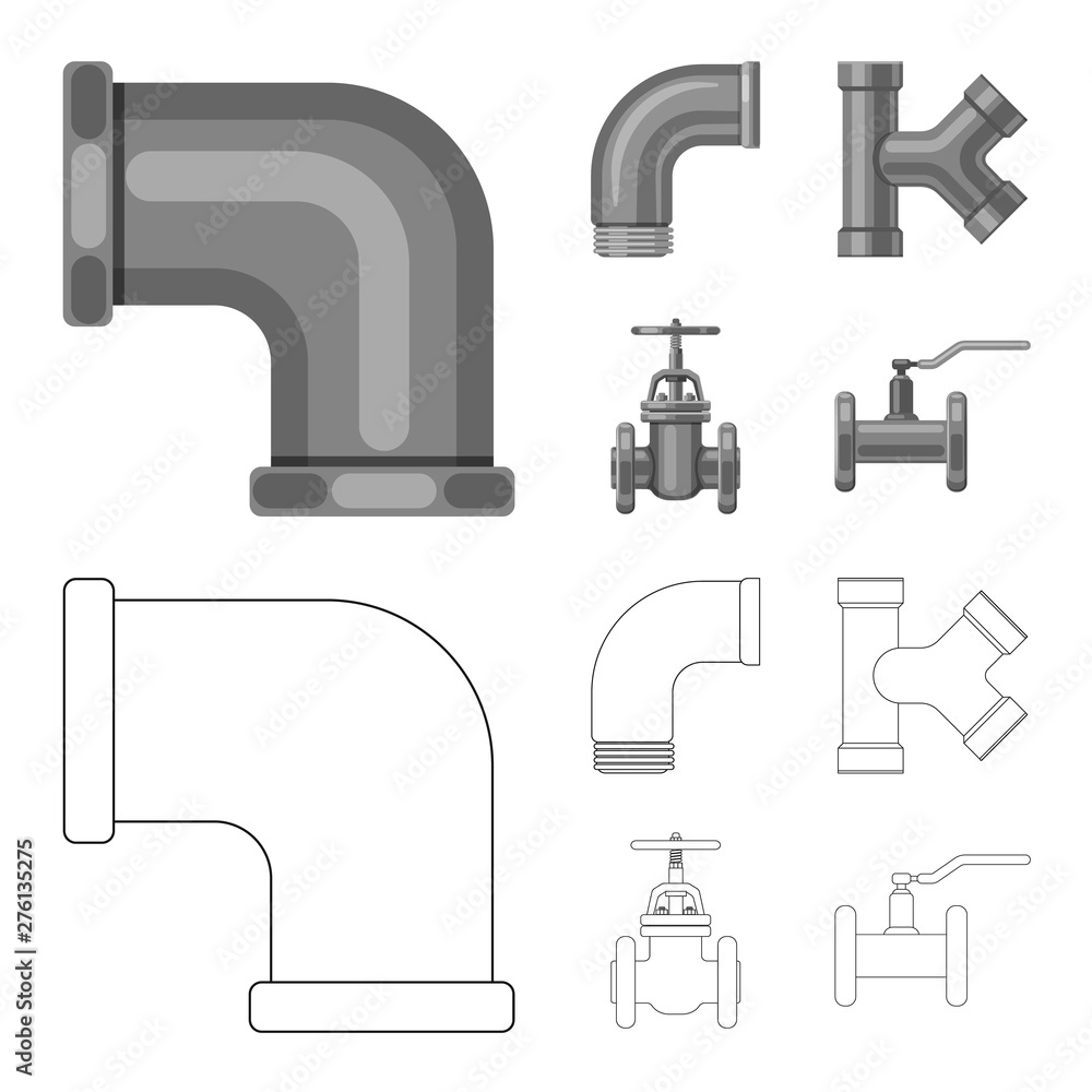 Vector illustration of pipe and tube icon. Set of pipe and pipeline stock symbol for web. Vector illustration of pipe and tube icon. Set of pipe and pipeline stock symbol for web.