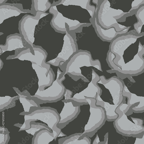 Urban camouflage of various shades of grey and green colors
