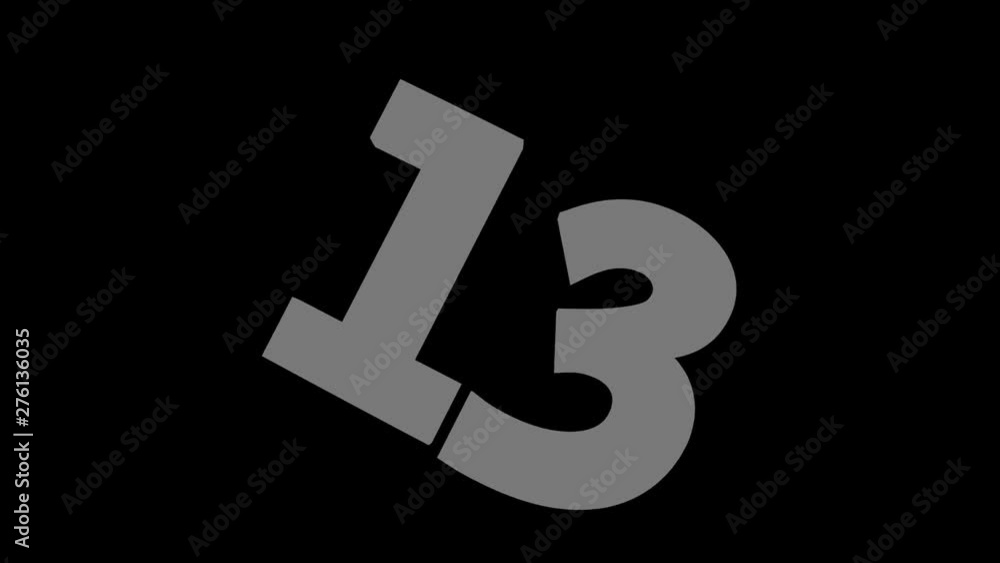 Thirteen, magic number, symbol of unhappiness. Rotating red background with black numbers 13, falling number thirteen in 3d design, turning down and falling down. 3d render animation Thirteen, magic number, symbol of unhappiness. Rotating red background with black numbers 13, falling number thirteen in 3d design, turning down and falling down. 3d render animation