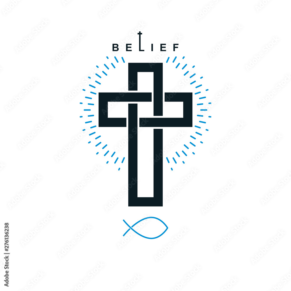Christian Cross vector symbol, Christianity God religion icon. Christian Cross vector symbol, Christianity God religion icon.
