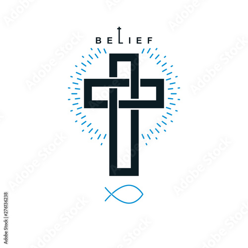 Christian Cross vector symbol, Christianity God religion icon.