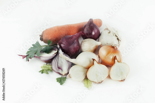 garlic and onions .isolated on a white background