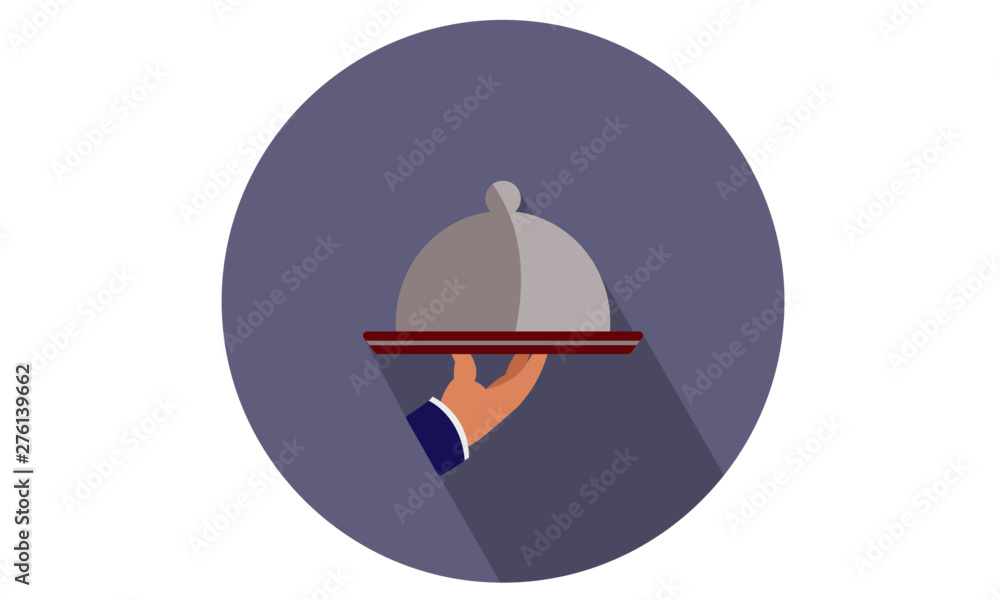 Waiter Hand Holding Cloche Vector Illustration Waiter Hand Holding Cloche Vector Illustration