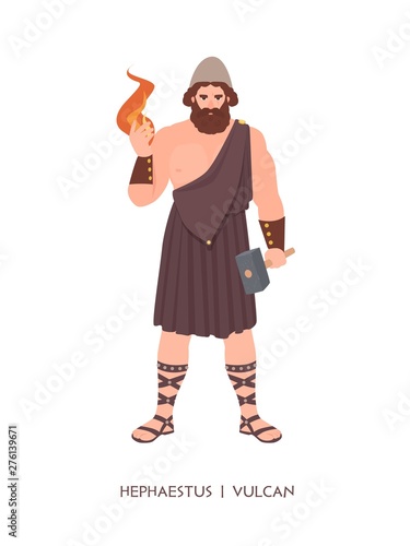 Hephaestus or Vulcan - god or deity of blacksmiths, craftsmen and metalworking of Greek and Roman pantheon