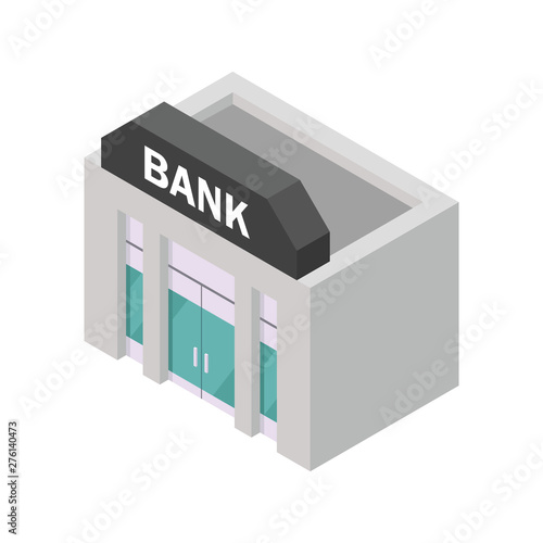 Isometric vector image of a bank building