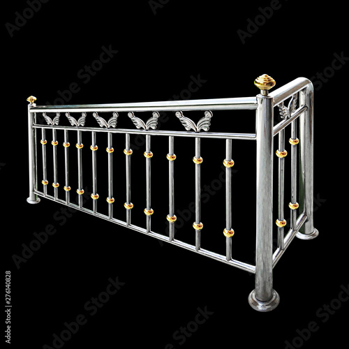 Stainless steel balcony isolated on Black background with clipping path