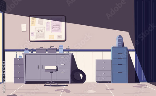 Car repair shop. Cartoon vector illustration. Garage indoor.