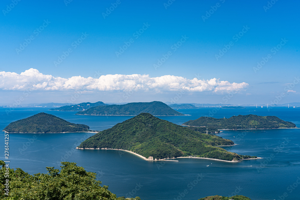 inland sea with many small island in Japan