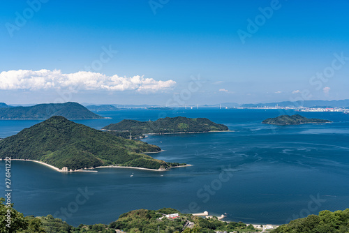 inland sea with many small island in Japan