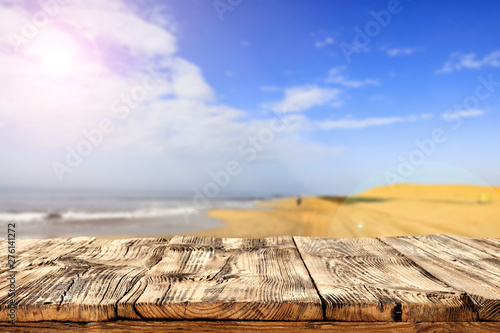 Fototapeta Naklejka Na Ścianę i Meble -  Desk of free space for your decoration and summer beach background. Summer time and sunny day. 