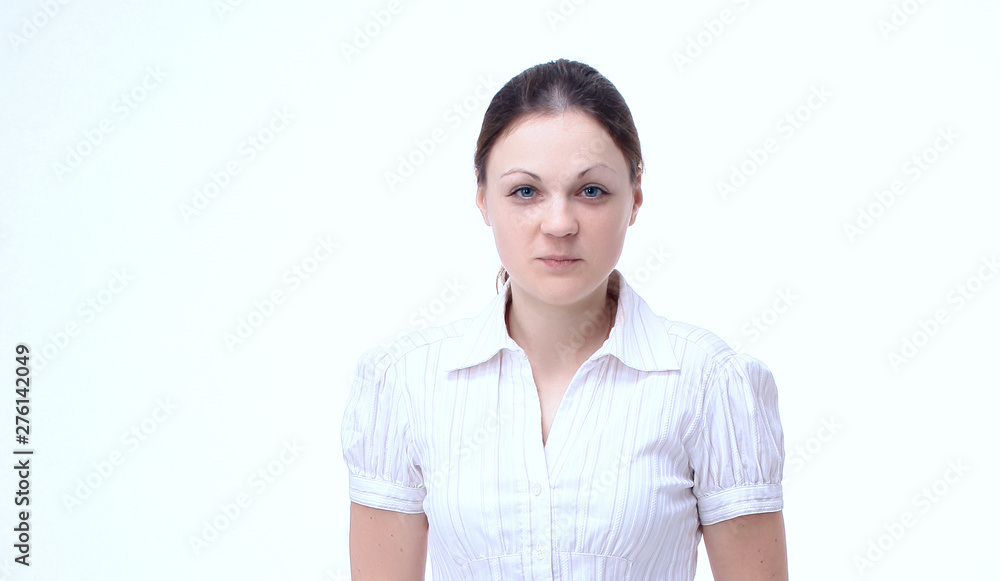 in full growth.portrait of a young woman office worker. isolated on a white background. in full growth.portrait of a young woman office worker. isolated on a white background.