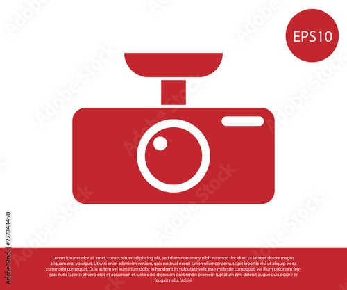 Red Car DVR icon isolated on white background. Car digital video recorder icon. Vector Illustration