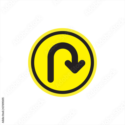  U-turn Traffic Sign . Vector illustrations