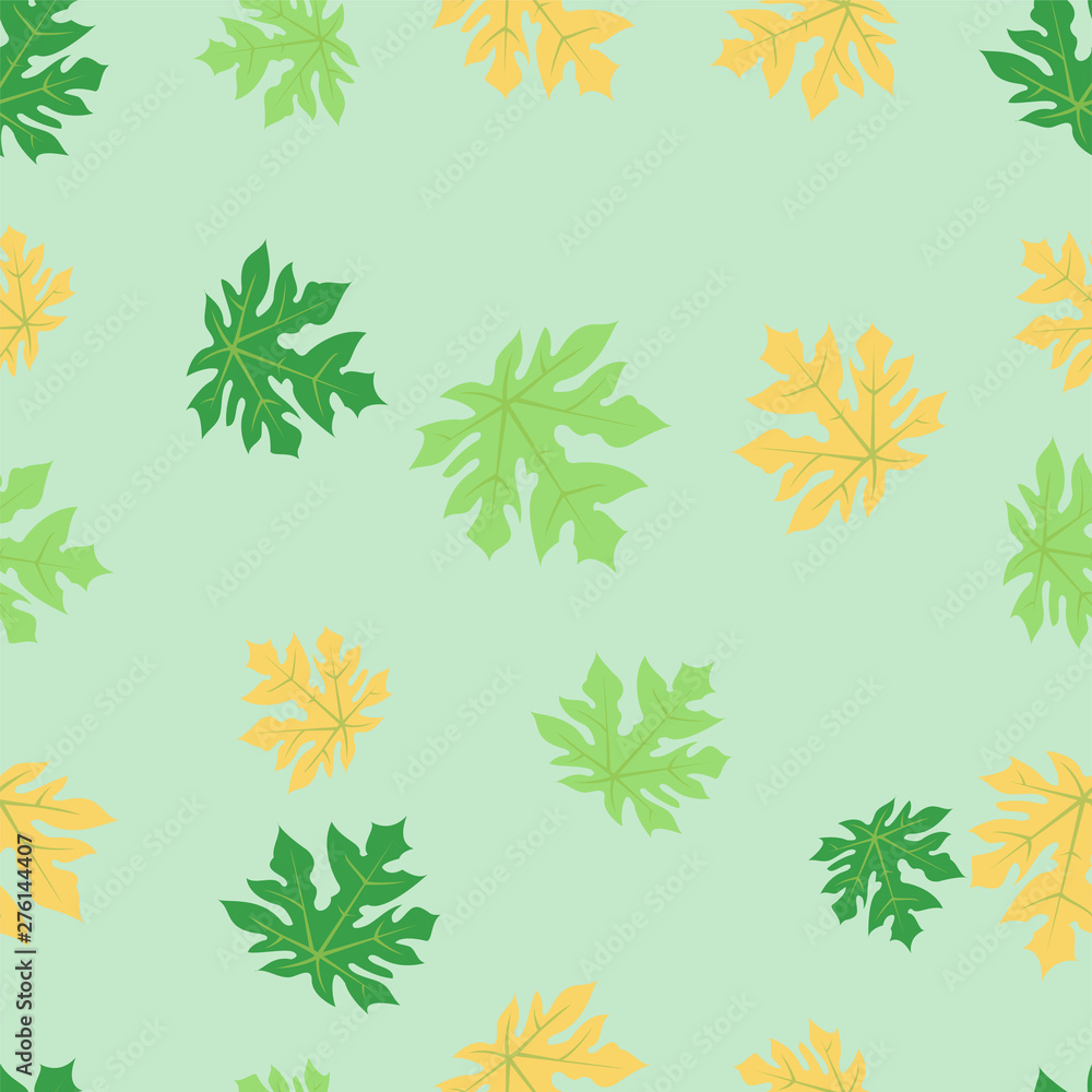 Papaya leaf seamless pattern 