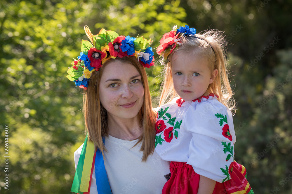 Mother and daughter in Ukrainian national dress Mother and daughter in Ukrainian national dress