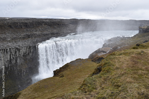 The big Dettifoss Waterfall in the northeast of Iceland