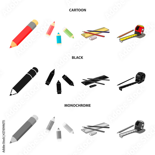 Vector design of pencil and sharpen icon. Collection of pencil and color vector icon for stock.