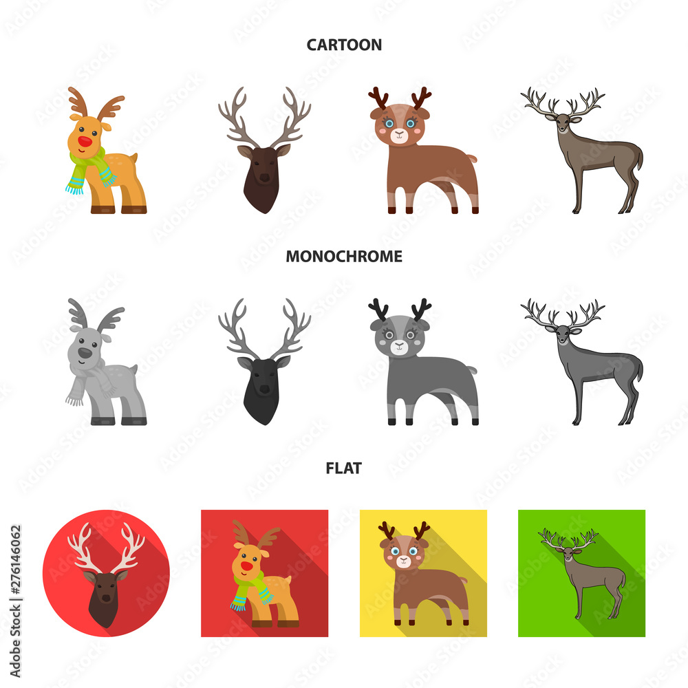 Isolated object of elk and head symbol. Set of elk and stag stock vector illustration.