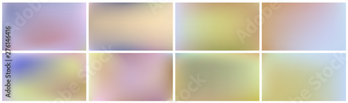 Set of light coloured vector horizontal backgrounds. Smooth and blurry soft abstract gradient for products presentation, books, poster, banner.