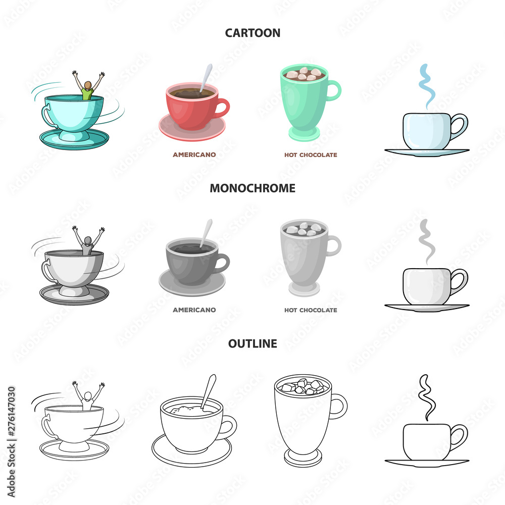 Vector design of cup and coffe icon. Collection of cup and top stock symbol for web. Vector design of cup and coffe icon. Collection of cup and top stock symbol for web.