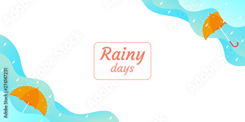 rainy season umbrella float on sky vector	