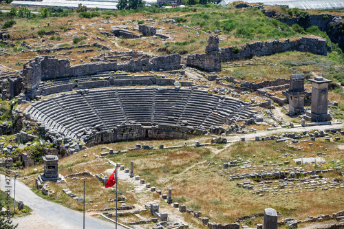 Xanthos Ancient City. Grave monument and the ruins of ancient city of Xanthos - Letoon (Xantos, Xhantos, Xanths) in Kas, Antalya/Turkey. Capital of Lycia. photo