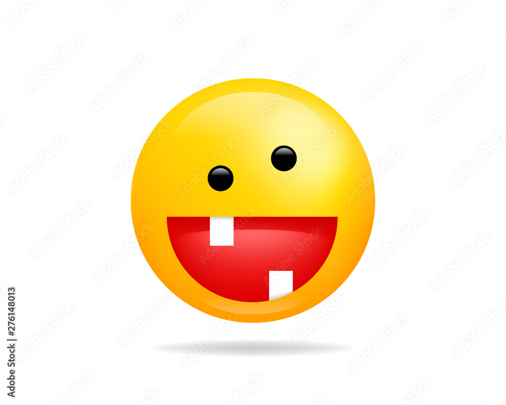 Emoji smile icon vector symbol. Crazy Smiley face yellow cartoon character. Emoji smile icon vector symbol. Crazy Smiley face yellow cartoon character.