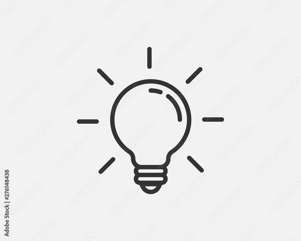 Light bulb icon vector. Llightbulb idea logo concept. Lamp electricity icons web design element. Led lights isolated silhouette. - obrazy, fototapety, plakaty 
