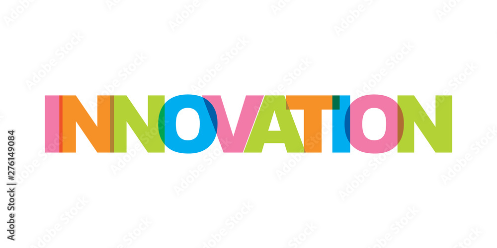 Innovation business card text. Modern lettering poster. Color word art slogan icon. Phrases vector print design elements. Innovation business card text. Modern lettering poster. Color word art slogan icon. Phrases vector print design elements.