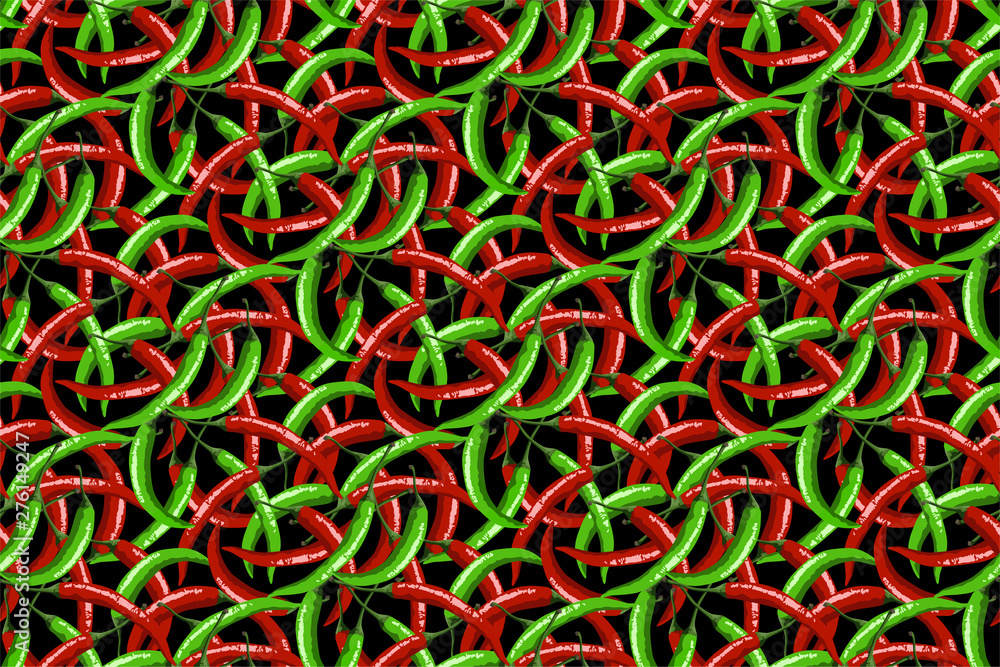 Red hot peppers food seamless pattern