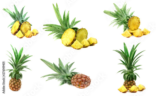 Fresh pineapple Cut half isolate on white background