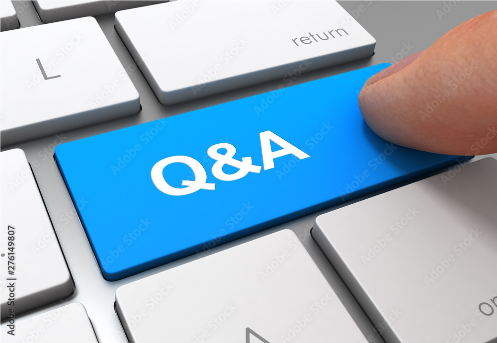 Fototapeta premium q and a push button concept 3d illustration
