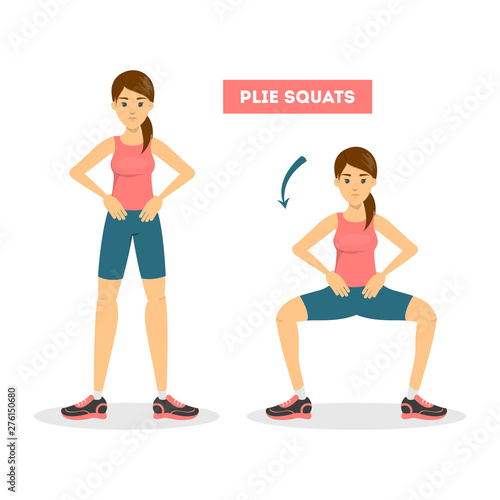 Woman doing plie squats exercise. Workout for the butt