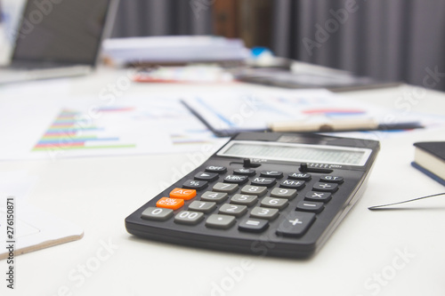 Desk of Accounting working project in construction site