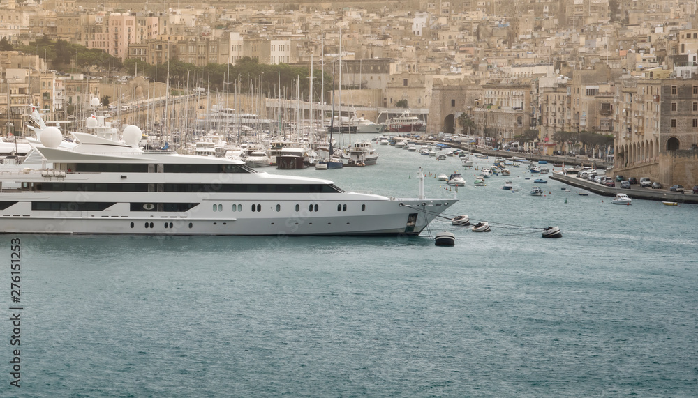 Yachts And Sailboats Moored At The Port Of Msida, Malta