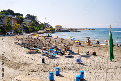 Holidaymakers enjoy summer vacation beach holidays on seaside near Mediterranean Sea of Cabo Roig sandy coast, Torrevieja, Province of Alicante, Costa Blanca, Spain © Alex Tihonov